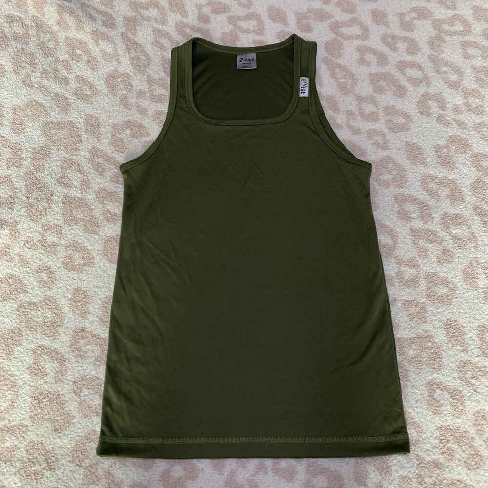 2(x)ist Tank Top Olive Green Performance Square Neck Mens Medium